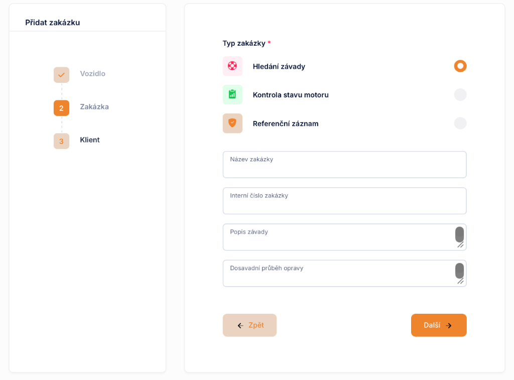 FCD Cloud – přidání zakázky
